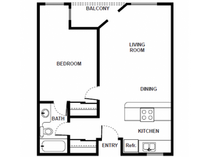 1 Bedroom/1 Bath floor plan